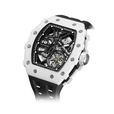 TSAR BOMBA Men's Luxury Ceramic Bezel Skeleton Mechanical Watch | Black | Elementalal TB8209C | Sapphire Glass 50M Waterproof...