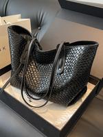 Women's Solid Color Rhombic Lattice Design Tote Bag, Fashionable Large Capacity Shoulder Bag for Daily Life, Casual Trendy Ve...