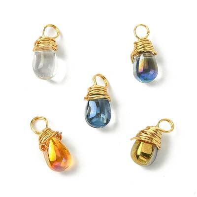 Wire Wrapped Electroplate Glass Pendant