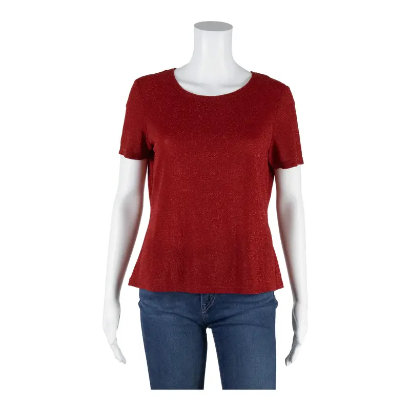 CANADA Y2K Sparkle Top Red Short Sleeve Womens L