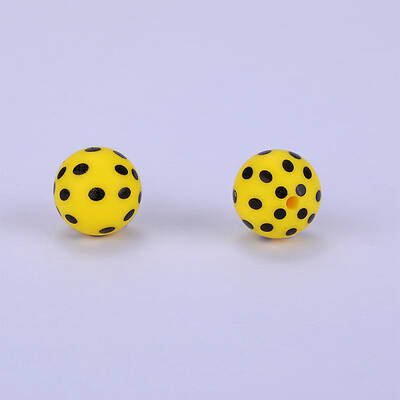 Printed Round with Polka Dots Pattern Silicone Focal Beads