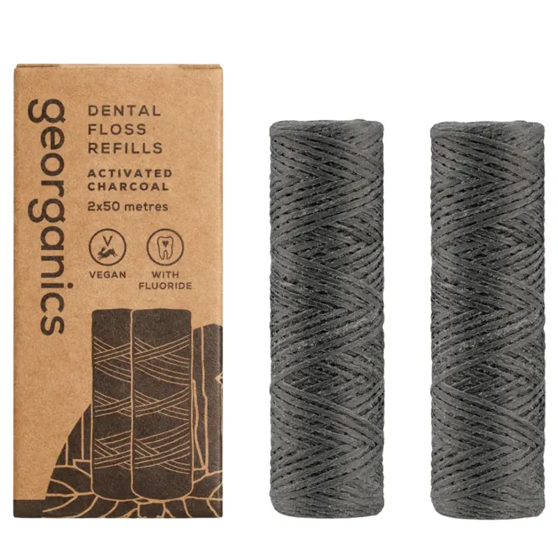 Georganics Activated Carbon Dental Floss 100m Refill (100 meters)