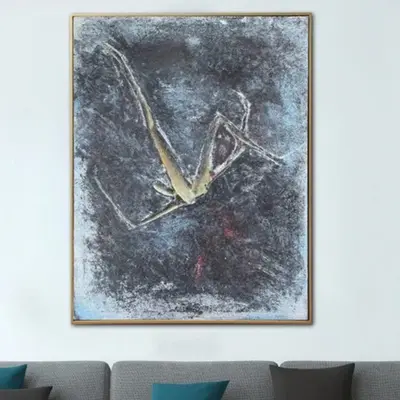 Large Original Abstract Gray Paintings on Canvas Figurative Artwork Dark Painting Contemporary Art Textured Handmade Painting...