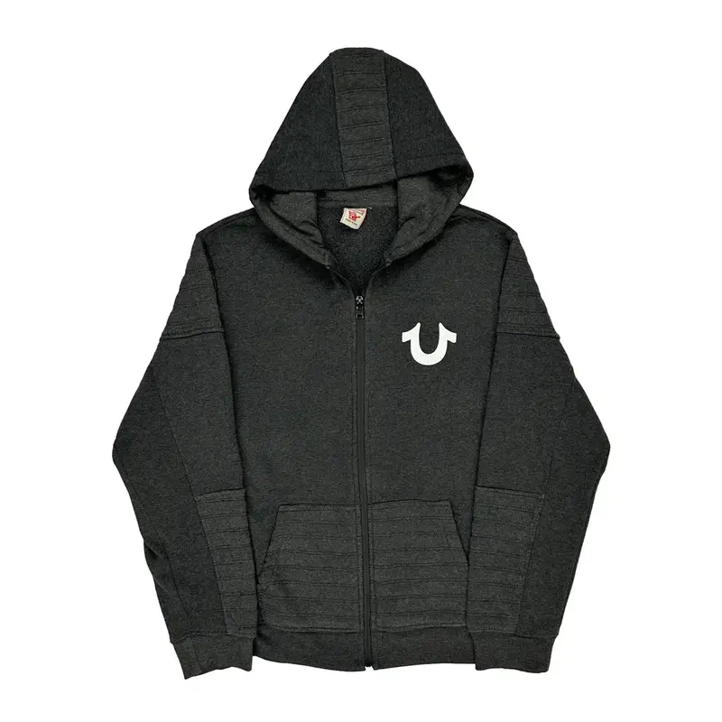 Made In Usa True Religion Spellout Hoodie - Small Grey Cotton Blend