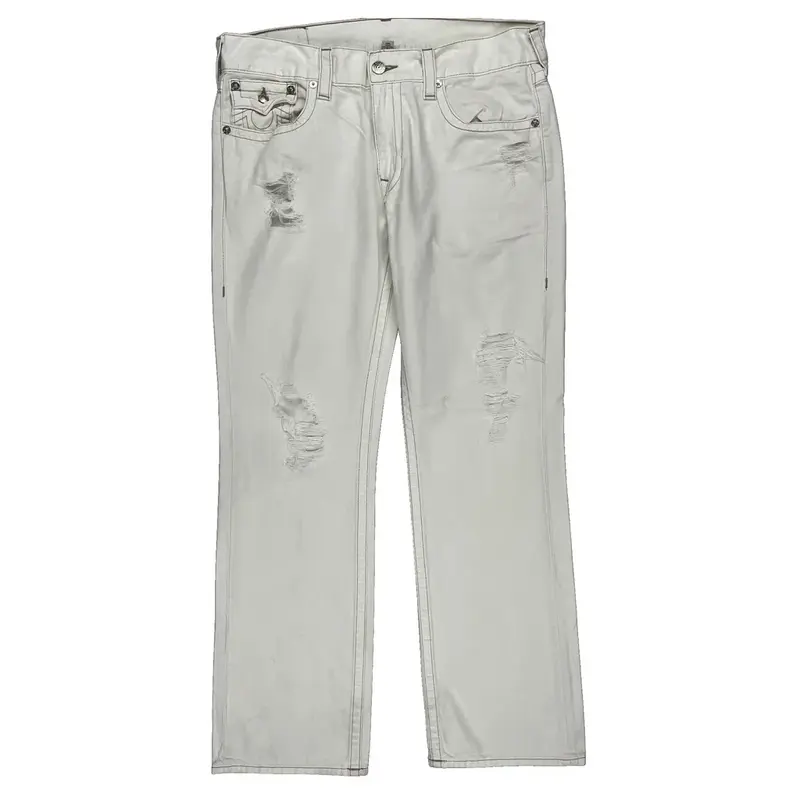Distressed True Religion Jeans - 37″ Waist White Cotton