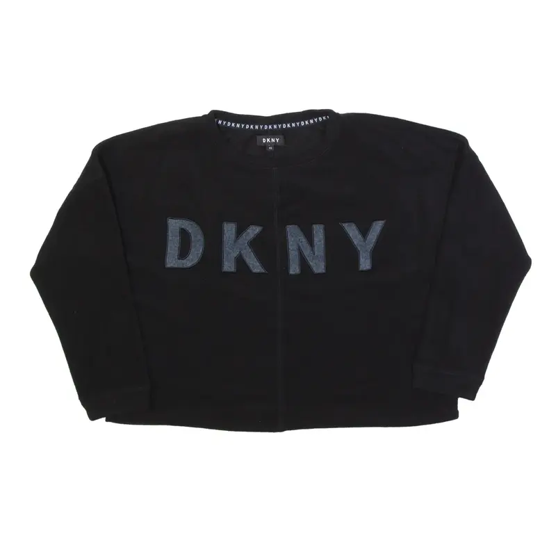 DKNY Fleece Sweatshirt Black Womens XS