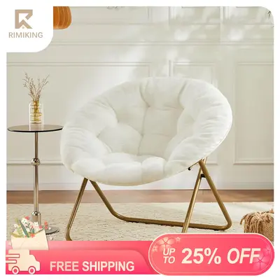 RIMIKING Faux Fur Saucer Chair, Cozy Design, Premium Materials, Sturdy Frame, Space-Saving, Generous Size, C-YL38IN