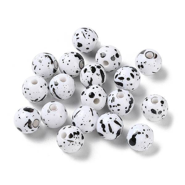 Printed Opaque Acrylic Round Beads