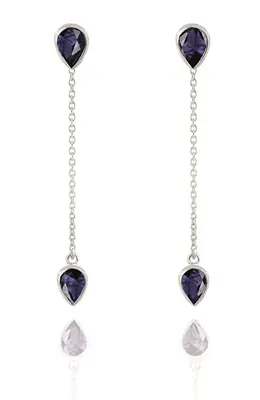Beneto exclusive Fascinating long silver earrings with sapphires SAFAGUP2719