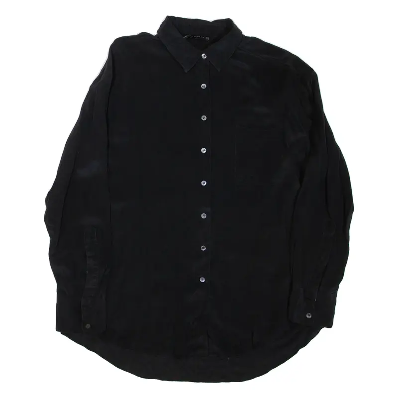 ZARA Womens Shirt Black Collared Long Sleeve XS