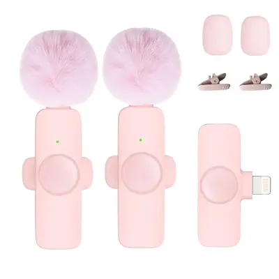 2 pcs Wireless Lavalier Microphones for iPhone, Android, iPad - Mini Wireless Clip-on Microphones Crystal Clear Sound Quality...