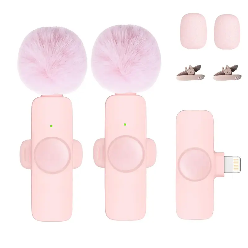 2 pcs Wireless Lavalier Microphones for iPhone, Android, iPad - Mini Wireless Clip-on Microphones Crystal Clear Sound Quality...