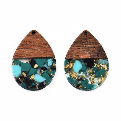 Transparent Resin & Walnut Wood Pendants