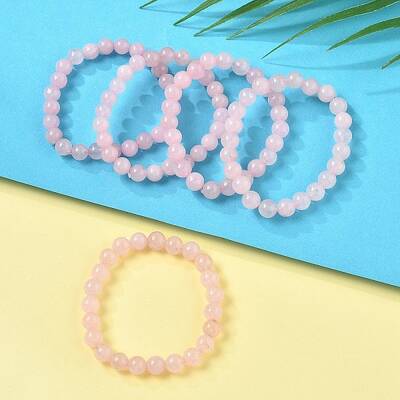 Natural Rose Quartz Bead Stretch Bracelets