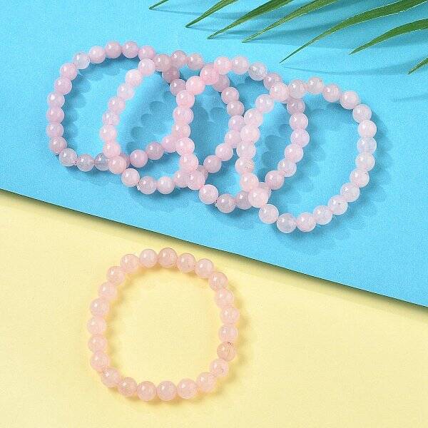 Natural Rose Quartz Bead Stretch Bracelets