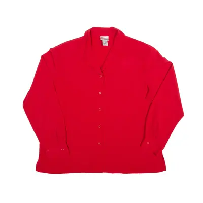 KIM ROGERS Blouse Red 90s Collared Long Sleeve Womens XL