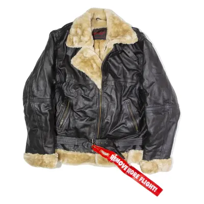 L&J Mens Flight Jacket Black Shearling L