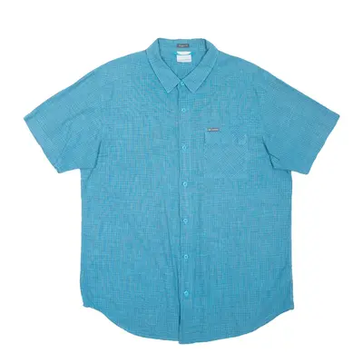 COLUMBIA Mens Plain Shirt Blue L
