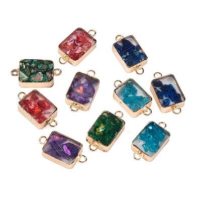 Dyed Natural Imperial Jasper & Resin Connector Charms