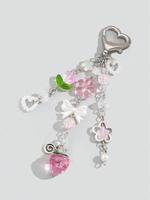 Cute Strawberry & Flower Design Keychain, Fashionable Pendants Keychain for Women & Girls, Trendy All-match & Exquisite Keyc...