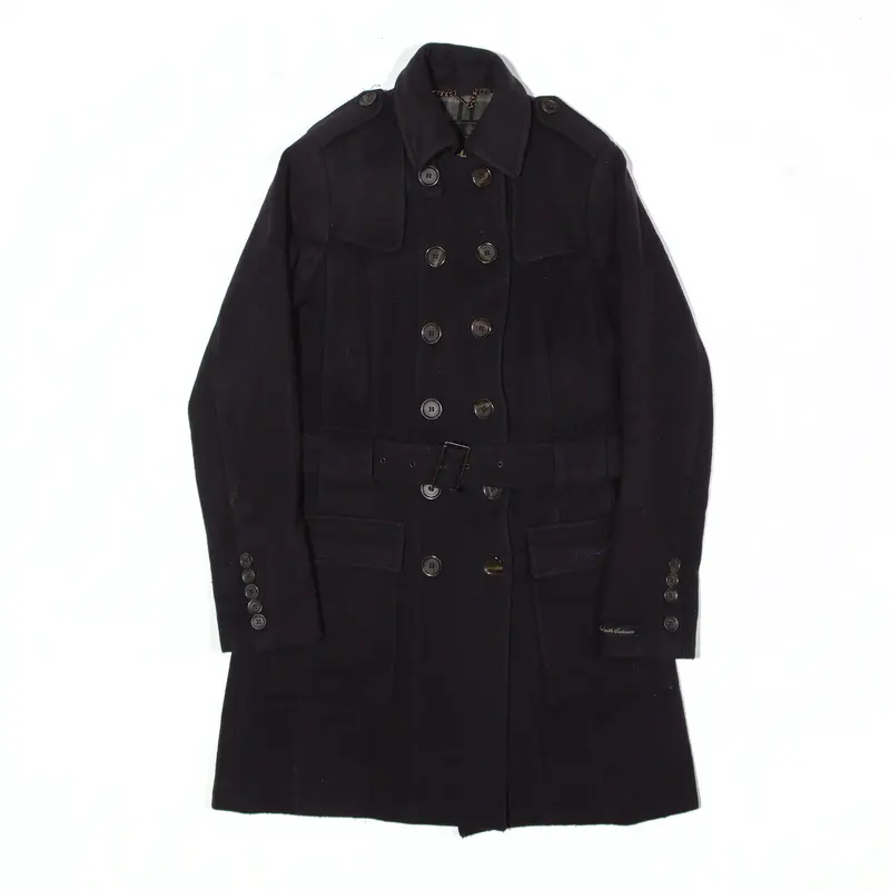 BARBOUR Winter Tartan Pea Coat Blue Womens UK 10