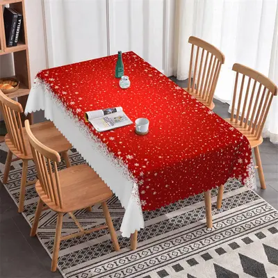 Winter White Sonw Red Christmas Tablecloth For Decor - Aperturee