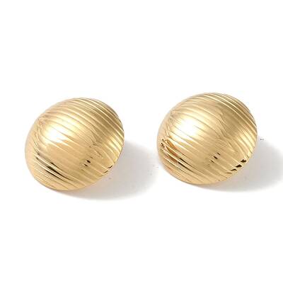 Texture Half Round 304 Stainless Steel Stud Earrings for Women