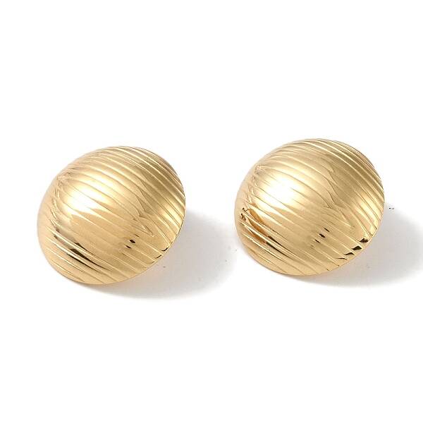 Texture Half Round 304 Stainless Steel Stud Earrings for Women