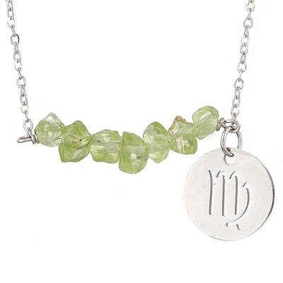 Natural Peridot Chip & Constellation Pendant Necklaces