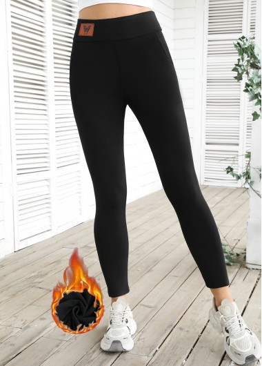Modlily Black High Waisted Ankle Length Elastic Waist Leggings - L
