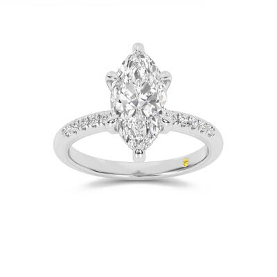 Aurelia Quarter Coverage Hidden Halo Marquise Lab Grown Diamond Engagement Ring | 14K White Gold 2 1/3 CT. TW.