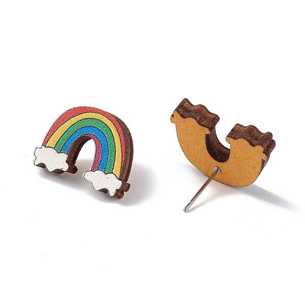 Natural Wood Stud Earrings