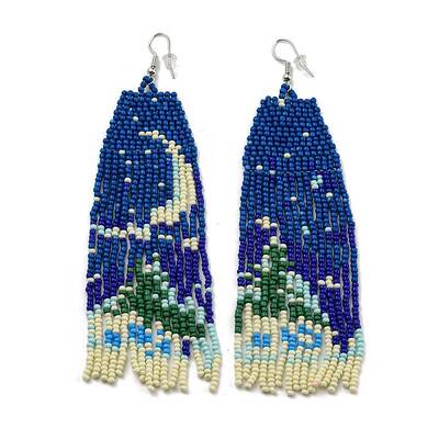 Boho Seed Bead Christmas Tree Tassel Earrings