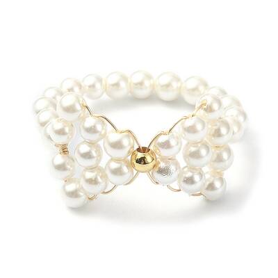 Shell Pearl Beaded Bowknot Finger Rings