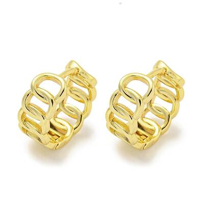 Chain-Shaped Brass Hoop Earrings