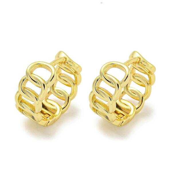 Chain-Shaped Brass Hoop Earrings