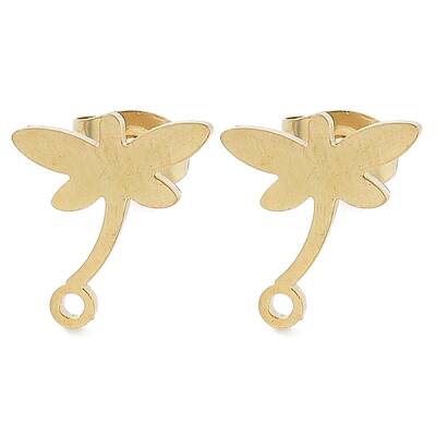 Dragonfly Ion Plating(IP) 304 Stainless Steel Stud Earring Findings