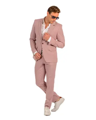 Stretch Fabric - Blush/Red Light Weight Suit - Slim Fitted Suit Style #