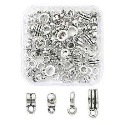 80Pcs 4 Style Tibetan Style Tube Bails