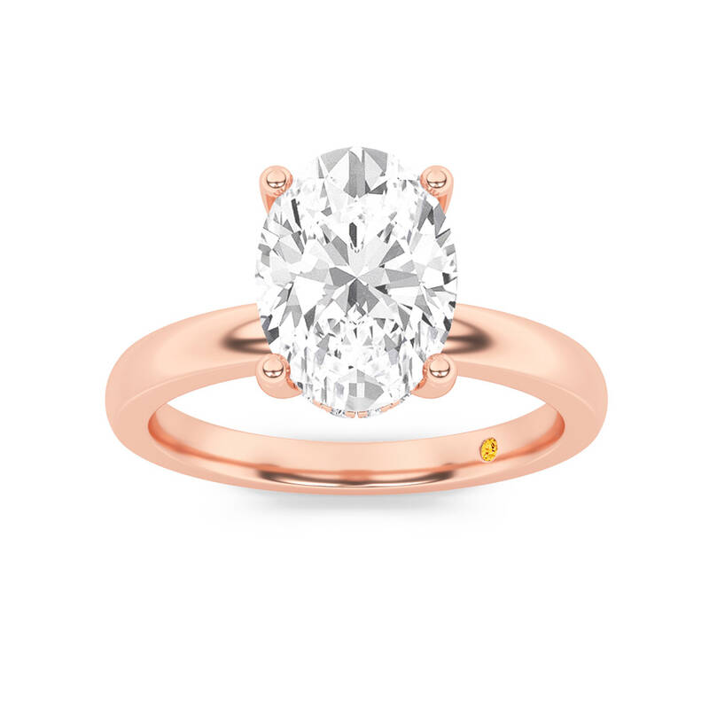 Secret Sparkle Hidden Halo Oval Lab Grown Diamond Engagement Ring | 18K Rose Gold 2 5/8 CT. TW.