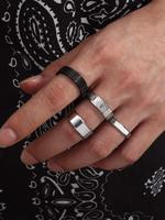 Couple Roman Letter Pattern Stainless Steel Ring Set, Stackable Ring, Fashion Accessories for Men & Women for Party, Daily De...