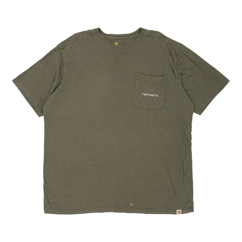 Carhartt Spellout T-Shirt - XL Khaki Cotton