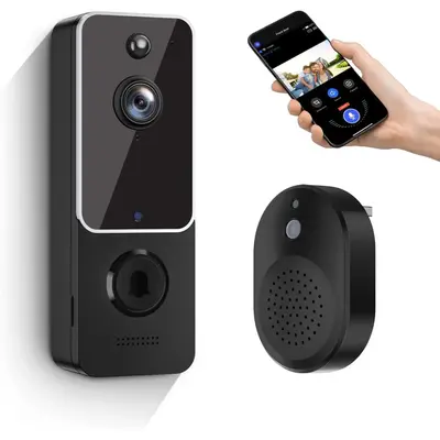 Smart AI Video Doorbell Camera Wireless with Chime Ringer, Battery Powered, Smart AI Human Detection, 2.4G WiFi, 2-Way Audio,...