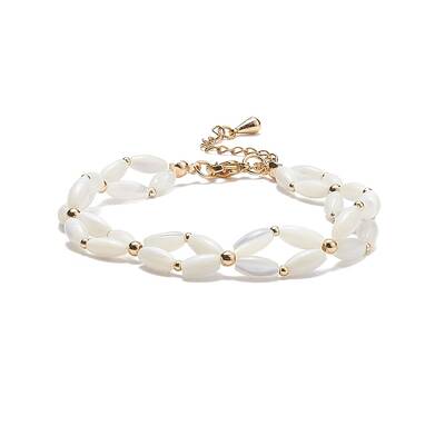 Natural Shell Braided Rhombus Beaded Bracelet