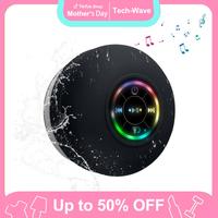 FathersDayGift Mini ortable Wireless Bluetooth Shower Speaker with Suction Cup Portable IPX4 Waterproof LED light. Rechargeab...