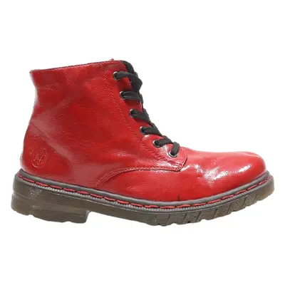 RIEKER Lace-Up Boots Red Leather Womens UK 9