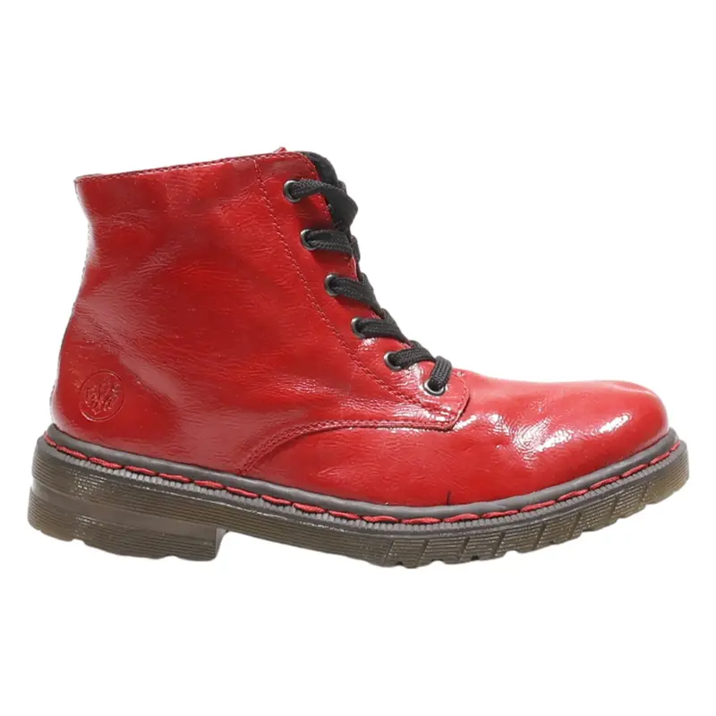 RIEKER Lace-Up Boots Red Leather Womens UK 9
