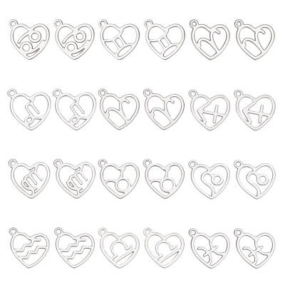 24Pcs 12 Style 304 Stainless Steel Pendants