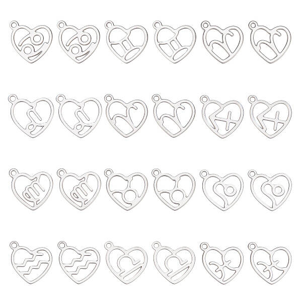 24Pcs 12 Style 304 Stainless Steel Pendants