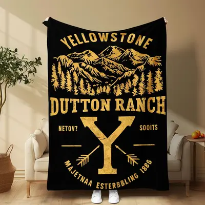 Yellowstone Theme Pattern Blanket, 1/2 Counts Soft Warm Throw Blanket, Air-conditioned Room Blanket, Warm Nap Blanket for Hom...